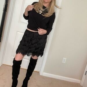 h&m party skirt w/skirt fringe medium